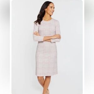 J. MCLAUGHLIN Sophia Sheath Dress Haki Pink Taupe Plaid S